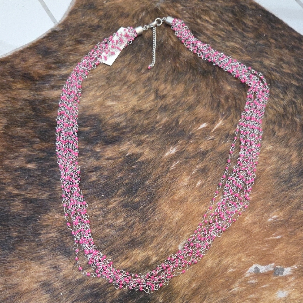 Elegant Pink Multi-Strand Necklace